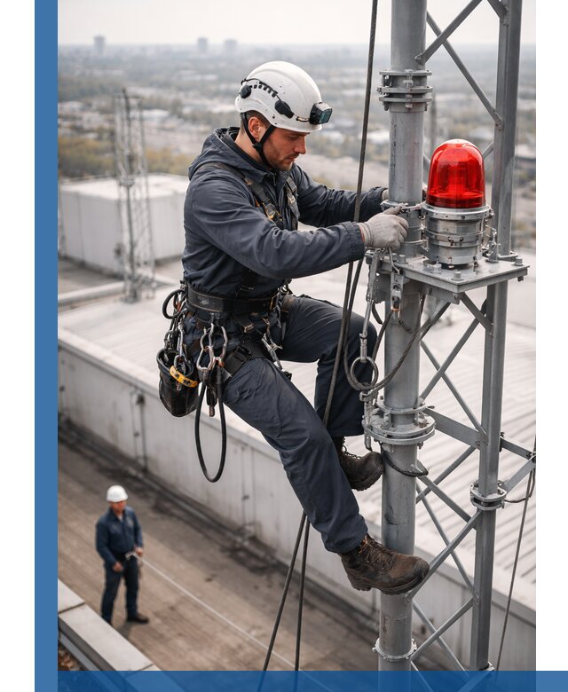 Монтаж заградительных огней и обслуживание объектов в Амурске