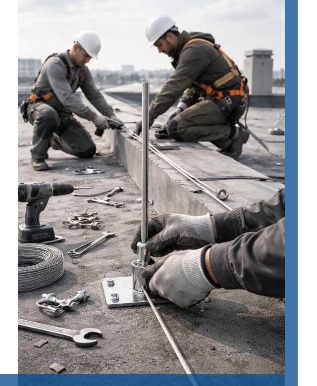 Монтаж молниезащиты на кровле в Амурске цена от 25830 р. | ВЫСОТНИК-Мрс