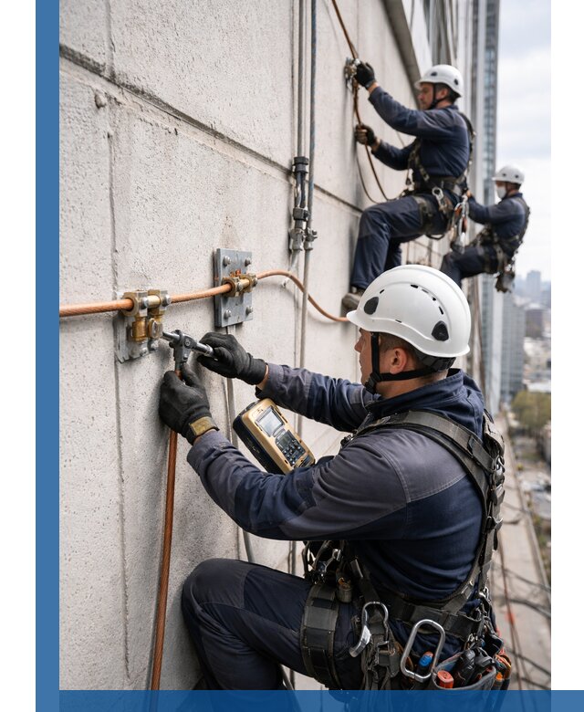 Монтаж системы заземления здания и молниезащиты в Амурске