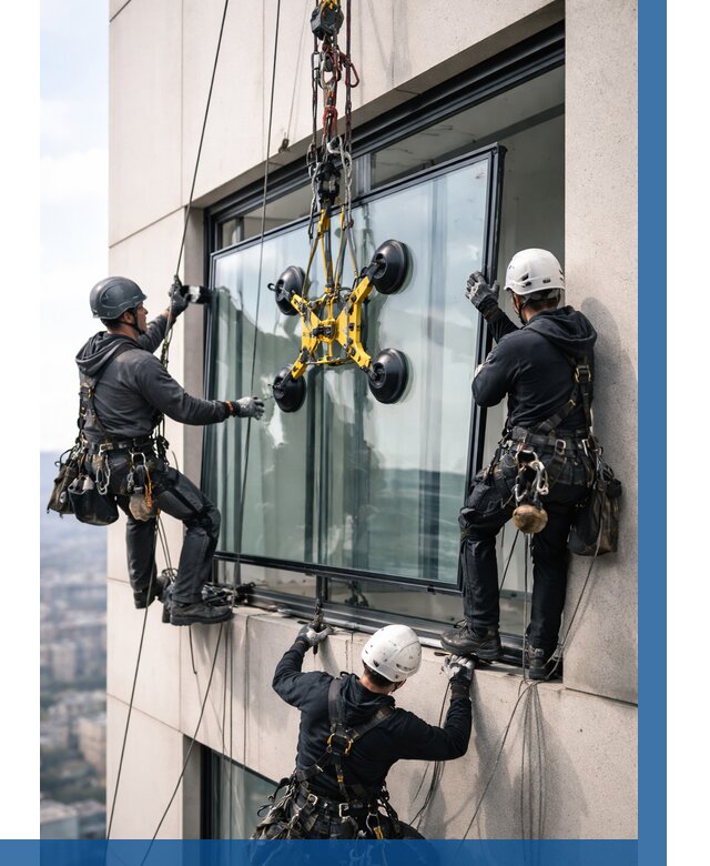Монтаж стеклопакетов на высоте в Амурске от 3306 р. | ВЫСОТНИК-Мрс