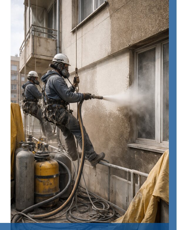 Пескоструйная очистка фасада в Амурске от 672 р. | ВЫСОТНИК-Мрс