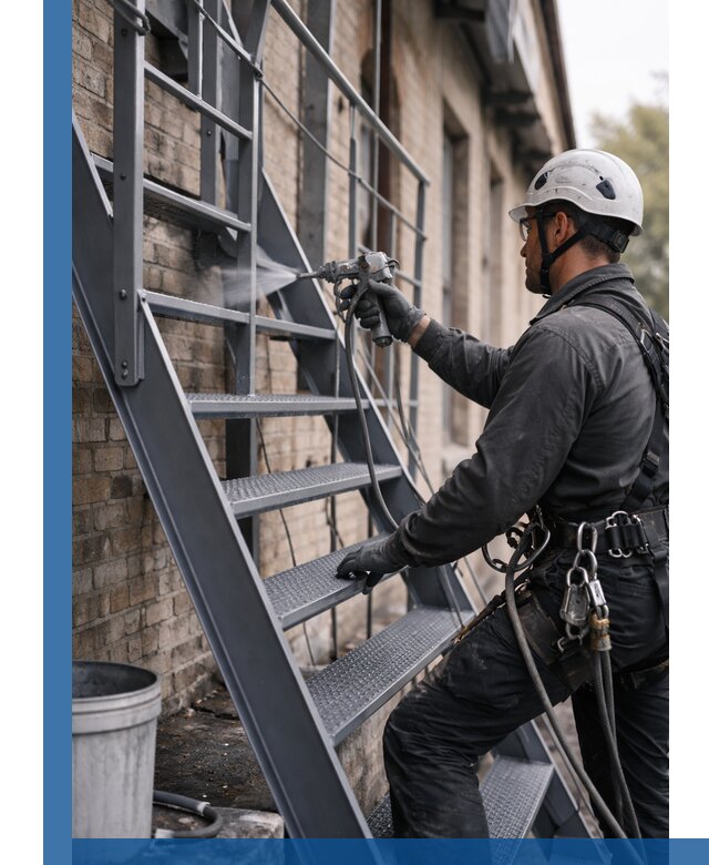 Покраска и антикоррозионная защита пожарных лестниц в Амурске