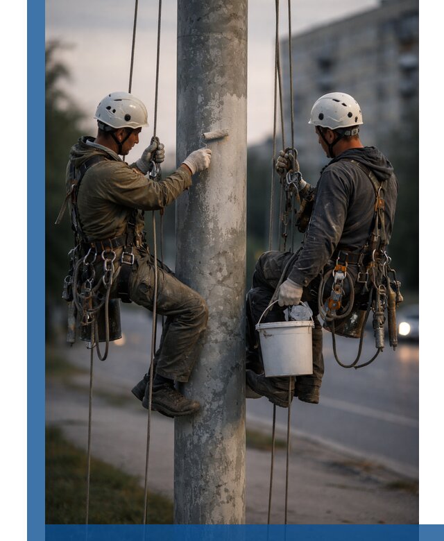 Покраска опор освещения и антикоррозийная защита в Амурске