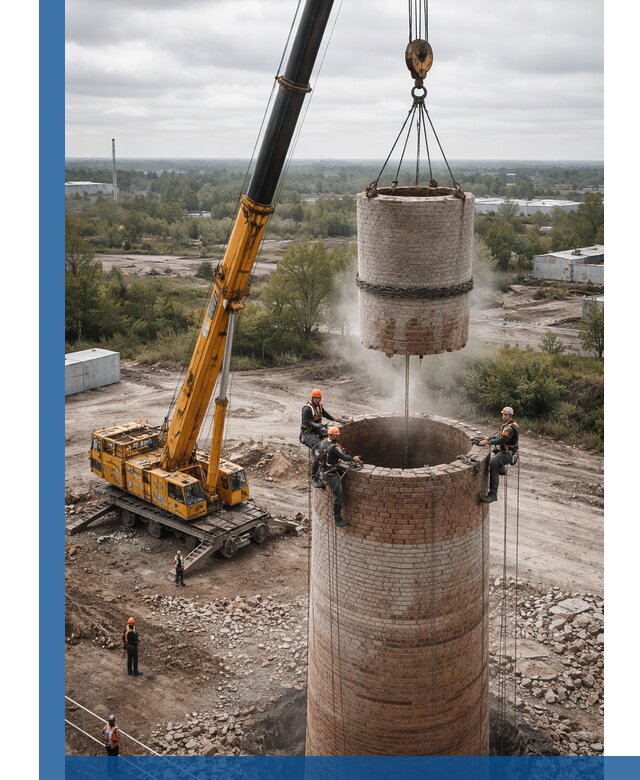 Демонтаж дымовой трубы в Амурске с гарантиями безопасности
