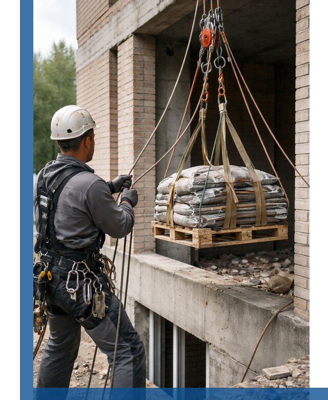 Подъем материалов на этаж веревками в Амурске оперативно