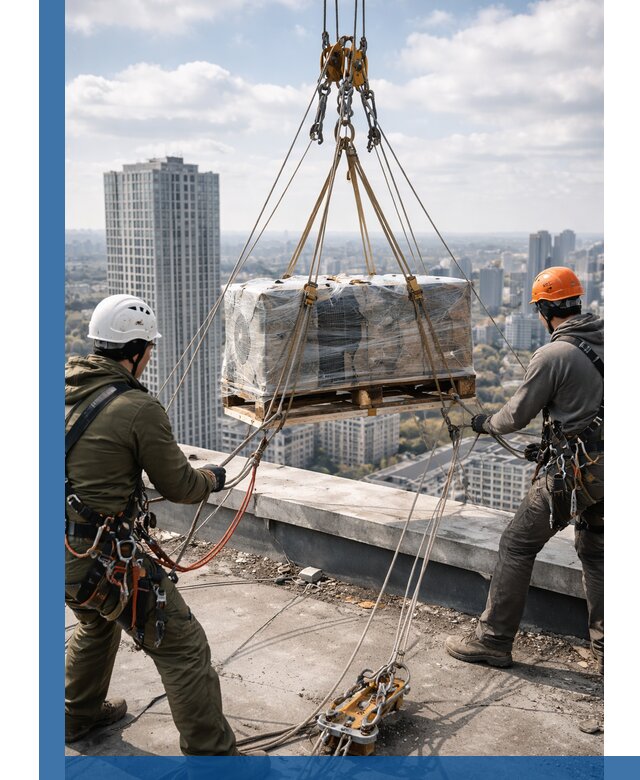 Подъем и монтаж крупногабаритных грузов на крышу в Амурске