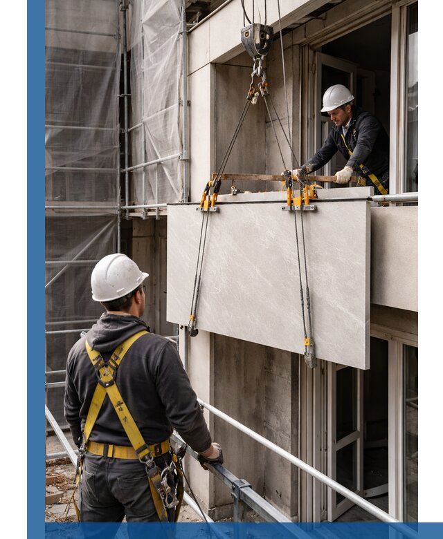 Подъем керамогранита на этаж в Амурске грузчиками и техникой