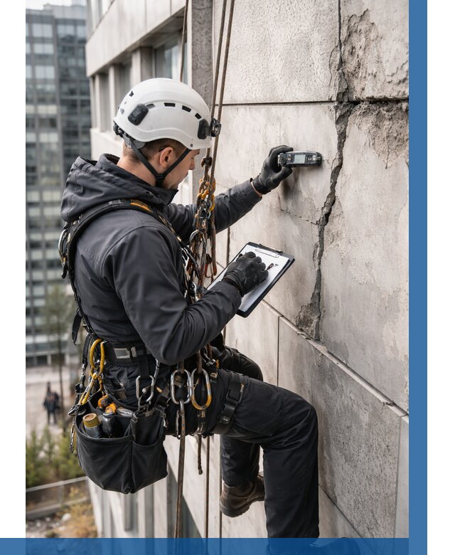 Обследование фасада альпинистами в Амурске от 124 р. | ВЫСОТНИК-Мрс