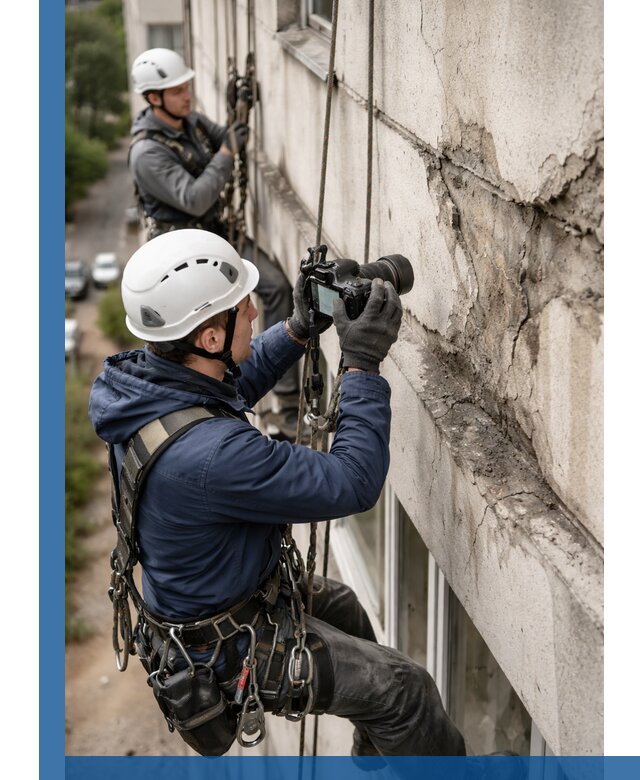 Фотофиксация дефектов фасада с высотной съемкой в Амурске