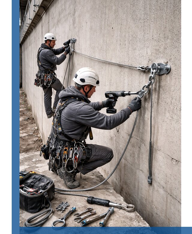 Монтаж анкерных линий высотной безопасности в Амурске