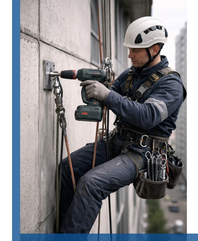 Установка анкерных точек для высотных работ в Амурске