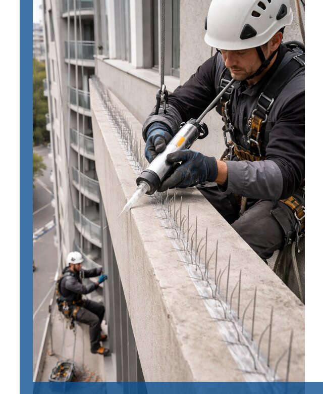 Установка шипов от птиц на фасадах и кровлях в Амурске